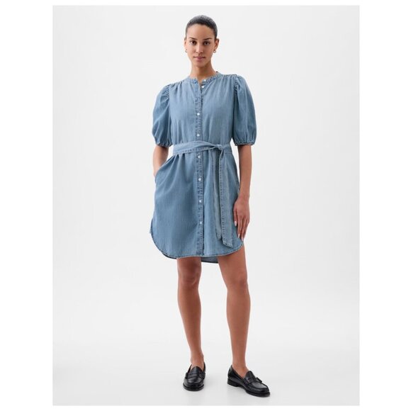 GAP Puff Sleeve Denim Mini Dress - Picture 1 of 8